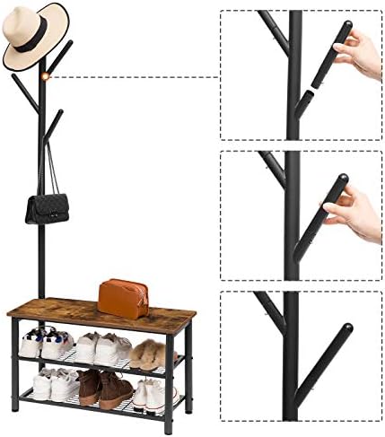 hoobro coat rack shoe bench, 3-tier shoe rack, package contents