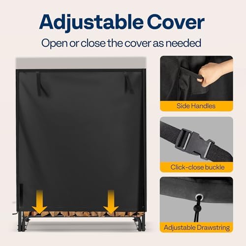 vivohome 3 ft heavy duty firewood rack outdoor showing dimensions