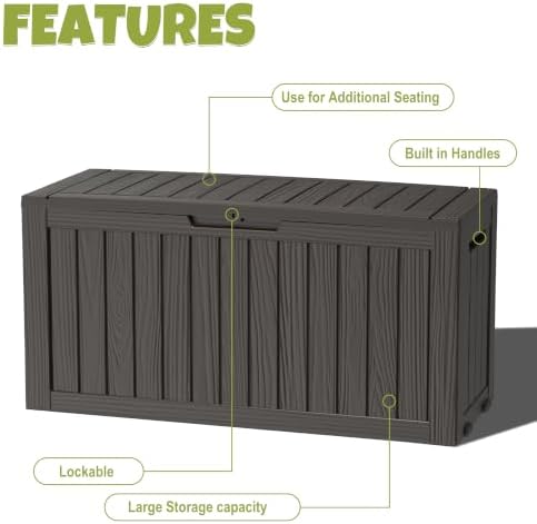 drato 155 gallon deck box waterproof outdoor storage, close-up detail