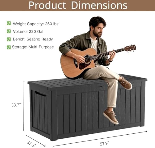 280 gallon outdoor storage box, waterproof resin deck, close-up detail