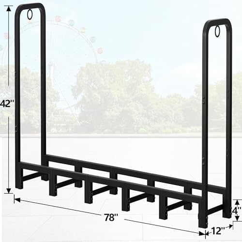amagabeli 6ft firewood rack outdoor heavy duty adjustable, front angle view