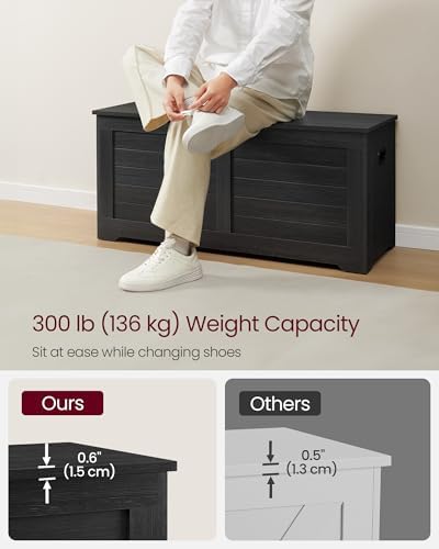 vasagle storage chest, 39.4 inches width bench with on a desk or shelf