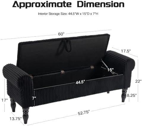 60" storage bench for bedroom,end of bed bench shown in use