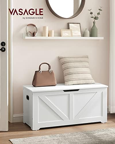 vasagle storage chest with 2 safety hinges, 15.7 shown in use