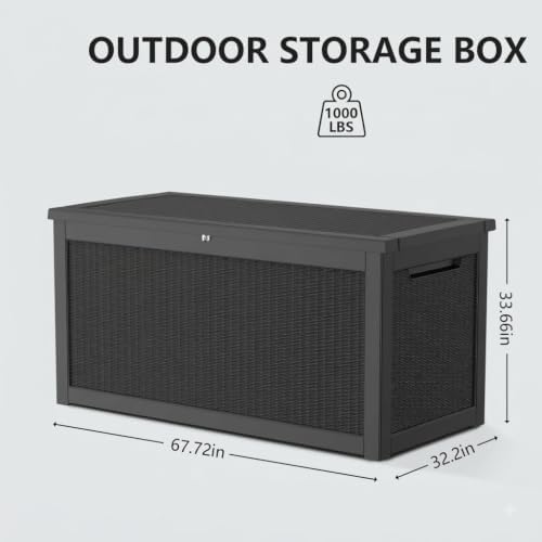 380 gallon outdoor storage box waterproof lockable deck, close-up detail
