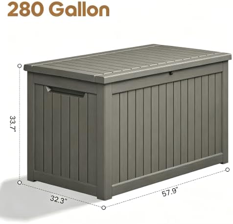 outdoor storage box waterproof, 280 gallon deck box shown in use