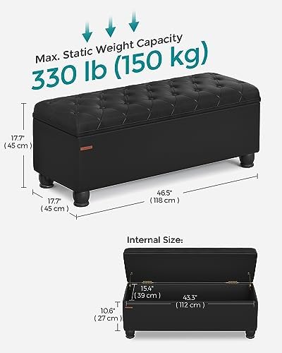 songmics storage ottoman, 46.5 inches long bed end shown in use