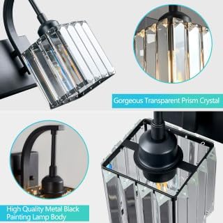 FDPBY Crystal Vanity Lights 3-Light Black Bathroom Vanity Lights Modern Crystal - Image 5