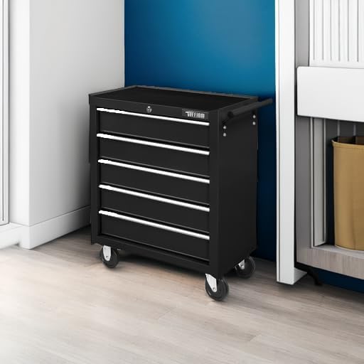 tuffiom 5-drawer rolling tool chest w/drawers & lock shown in use