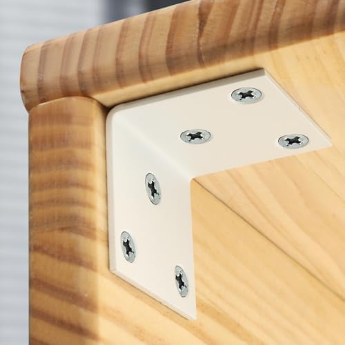 Alise 4Pcs White Stainless Steel L Brackets Heavy Duty for Wood Furniture | 1.8x1.8in Stainless Steel 90 Degree Corner Brackets, Floating Shelf Brackets, Angle Bracket for Wooden Furniture Joint Fixing