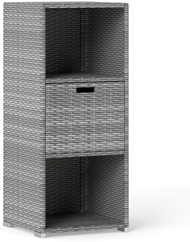 tangkula rattan outdoor storage cabinet, patiojoy outdoor wicker, view 9