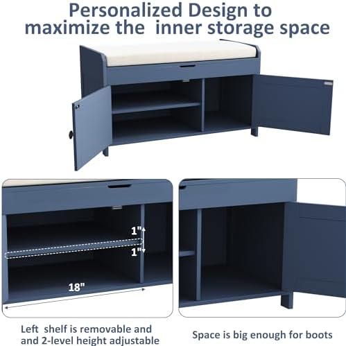 homefort 30" shoe bench with lift top storage, package contents