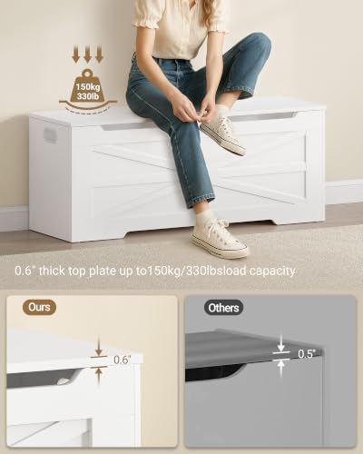 hzuaneri 47.2" wooden storage chest extra large |, side view