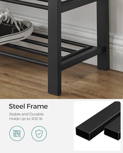 songmics shoe bench, storage bench, entryway bench with, side view