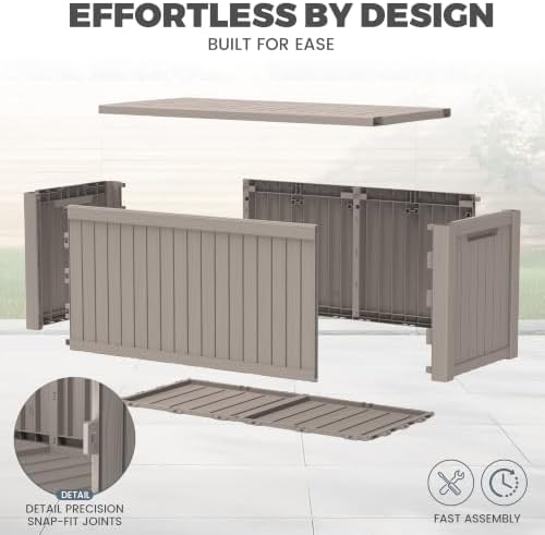 200 gallon outdoor deck box waterproof, large storage, view 9