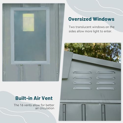 domi outdoor storage shed 11x9 ft, metal tool showing dimensions