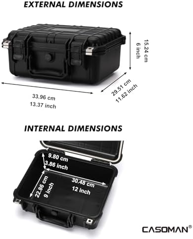 casoman water-proof and dust-proof protective sturdy plastic storage showing dimensions