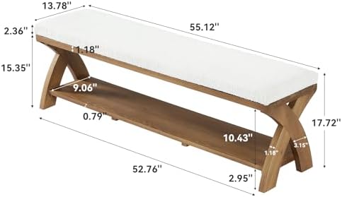 solid wood shoe bench with cushion padded seat shown in use