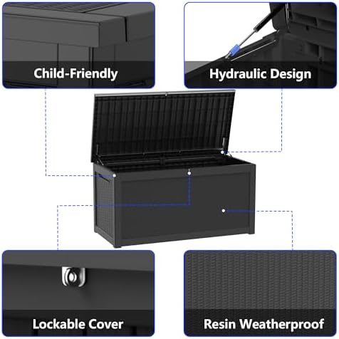 350 gallon extra large outdoor storage box，resin waterproof, side view