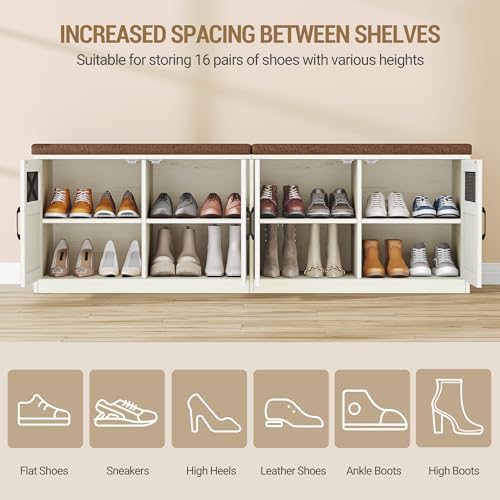hzuaneri 59" shoe storage bench with 4 barn showing dimensions