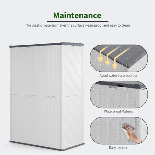 macrout 50 cu ft outdoor storage cabinet with on a desk or shelf
