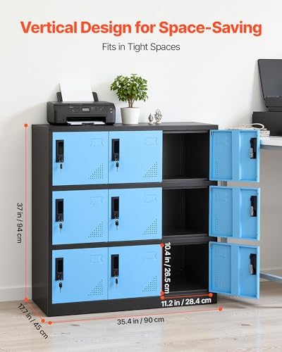 vevor 9 doors metal locker for employees, steel, close-up detail
