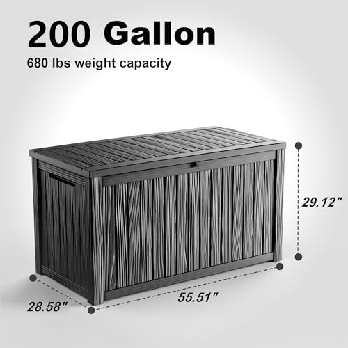 200gal outdoor storage box waterproof lockable deck box shown in use