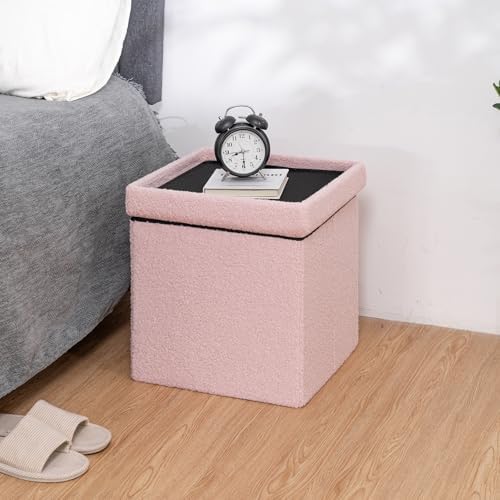 folding storage ottoman bench, 15 inch boucle small, view 9