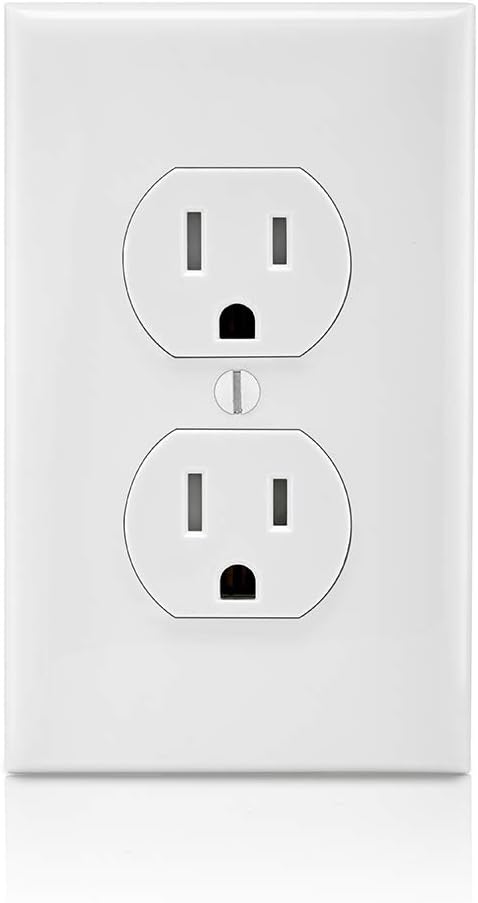 Leviton 15 Amp 125 Volt Tamper Resistant Duplex Receptacle, 10 Pack, T5320-WMP, White