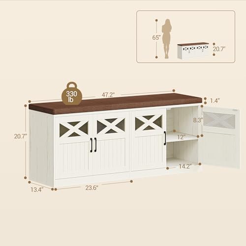 hzuaneri 47.2" shoe storage bench with 4 barn shown in use