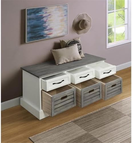 bowery hill 6 drawer entryway storage cubby bench shown in use