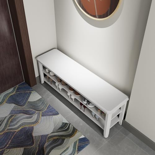 aqimuele wood shoe rack bench, 2 tier shoe on a desk or shelf