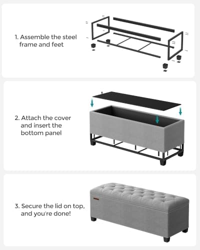 songmics storage ottoman bench, foot rest with legs on a desk or shelf