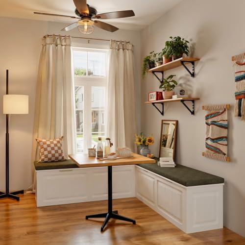 l shape storage bench, kitchen breakfast nook bench, close-up detail