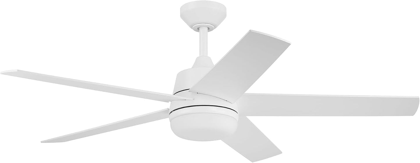 DESIGNERS FOUNTAIN Astrea Smart Ceiling Fan with Lights, 52 Inch LED Light Indoor Outdoor 5-Blade Fan, Remote Control, RGB, Matte White, FS-ATR52RGB-MW