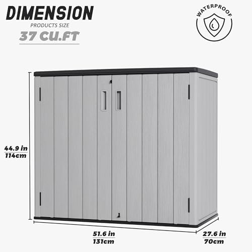 mrosaa outdoor storage cabinet for patio & garden showing dimensions