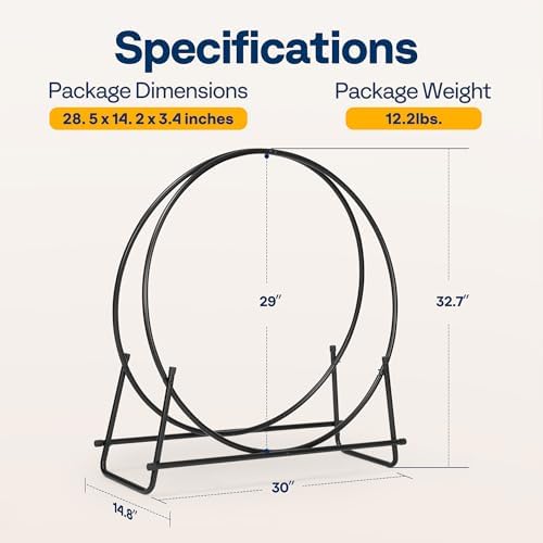vivohome 32 inches firewood log rack hoop with, close-up detail
