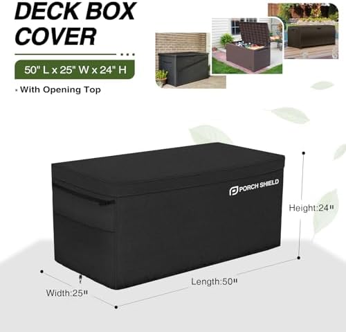 porch shield patio deck box cover (upgrade), 50 shown in use