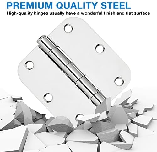 6 Pack Round Door Hinges 3-1/2" x 3.5 inch, 5/8 Radius, Polished Chrome 3 ½ - Image 6
