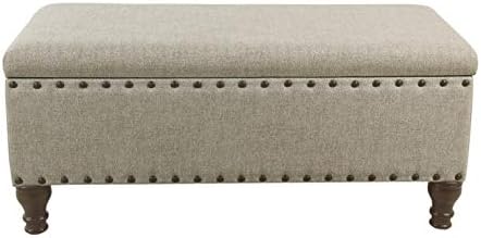 homepop large storage bench with nailhead trim, view 10