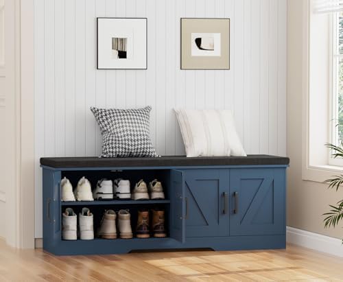 homsho farmhouse shoe storage bench with 4 barn on a desk or shelf