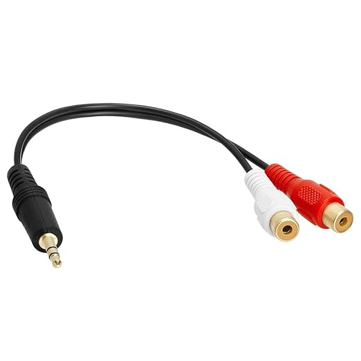 Cmple - [5 Pack 3.5mm Mini Plug to 2 RCA Jack Gold Plated Y Adapter, 3.5mm Male - Image 2