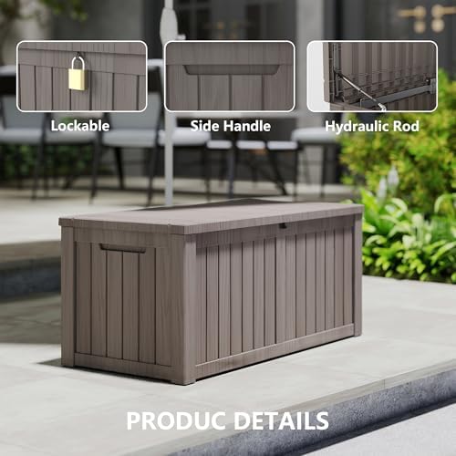 lausaint home 230 gallon outdoor storage box, package shown in use