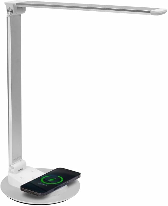 Mount-It! LED Desk Lamp with Wireless Charger and USB-C Charging Port, Dimmable - Image 4