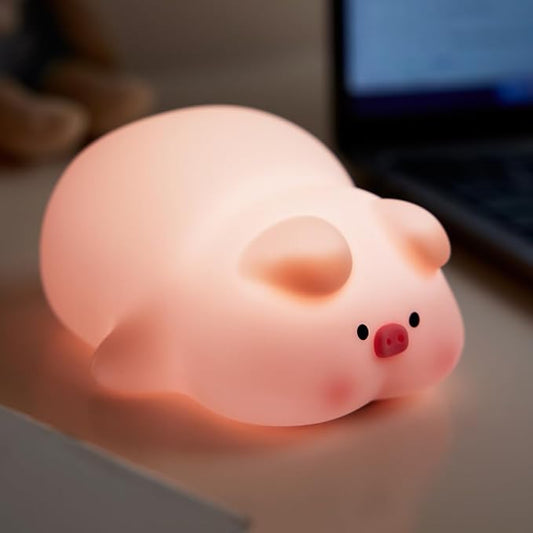 ATSUI Pig Night Light for Kids, Food Grade Silicone, Rechargeable, Tap Fun by ATSUINIGHTLIGHT