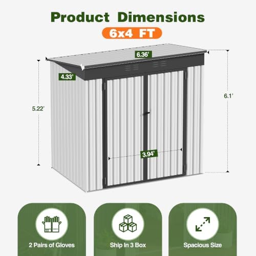 4 ft outdoor storage shed, waterproof metal garden shown in use