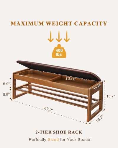 shoe rack bench with hidden storage, 2‑tier solid shown in use