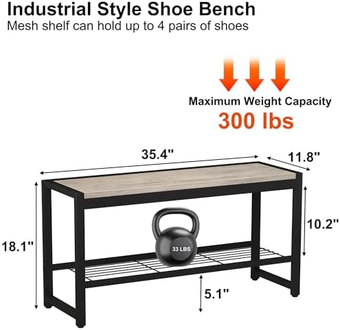 homefort 2 tiers shoe bench, retro industrial shoe, close-up detail