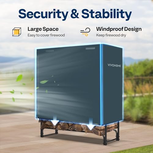 vivohome 4ft waterproof outdoor firewood log rack cover on a desk or shelf