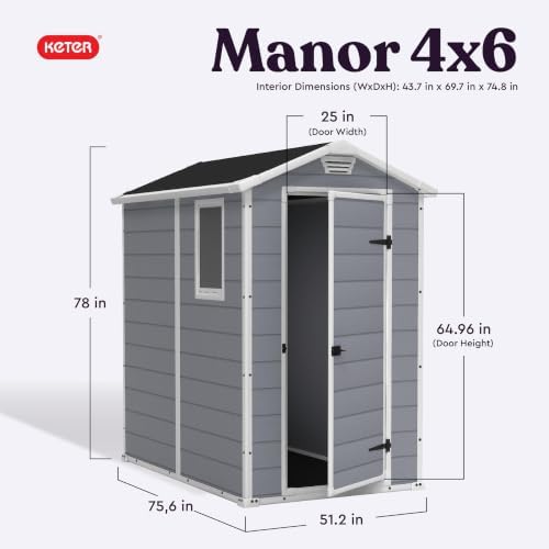 keter manor 4x6 resin outdoor storage shed kit-perfect shown in use